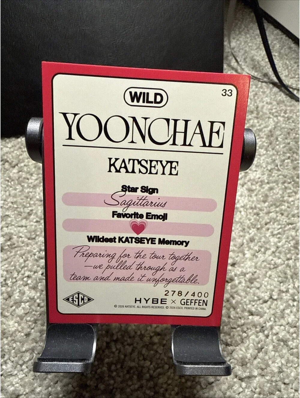 KATSEYE HYBE x Geffen 2026 Yoonchae #33 Parallel 278/400 Card